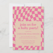 Invitation Baby shower de tableau de bord Abstrait rose rétro (Devant)