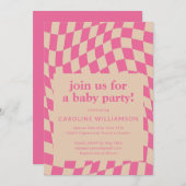 Invitation Baby shower de tableau de bord Abstrait rose rétro (Devant / Derrière)