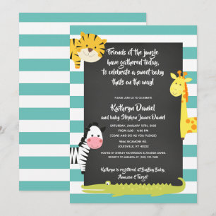 Invitation Baby shower de tableau de bord animal garçon Jungl