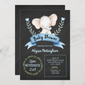 Invitation baby shower de tableau de bord d'élépha (Devant / Derrière)