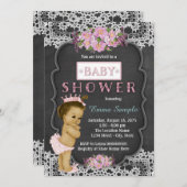 Invitation Baby shower de tableau de bord en dentelle rustiqu (Devant / Derrière)