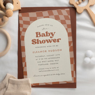 Invitation Baby shower de tableau de bord Neutral Retro Super