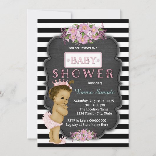 Invitation Baby shower de tableau de bord pour filles (Devant)