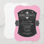 Invitation Baby shower de tableau de bord rose gri (Devant / Derrière)