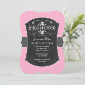 Invitation Baby shower de tableau de bord rose gri (Debout devant)