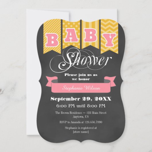 Invitation Baby shower de tableau de bord rose or (Devant)
