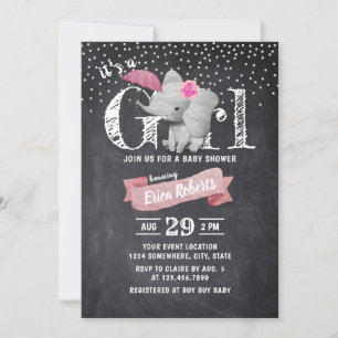 Invitation Baby shower de tableau de bord rustique pour fille