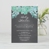 Invitation Baby shower de tableau de bord Succulent - Neutre  (Debout devant)