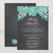 Invitation Baby shower de tableau de bord Succulent - Neutre  (Devant / Derrière)