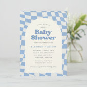 Invitation Baby shower de tableau de les années 70 Super Blue (Debout devant)