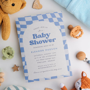 Invitation Baby shower de tableau de les années 70 Super Blue