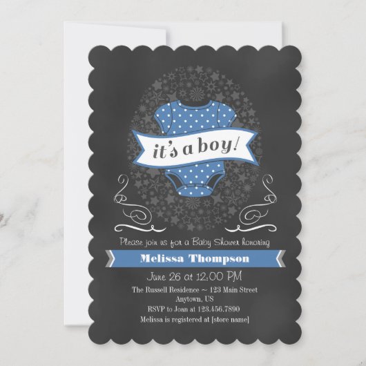 Invitation Baby shower de tableau noir (Devant)