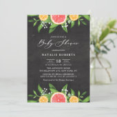 Invitation Baby shower de tableau noir de pamplemousse et d'o (Debout devant)
