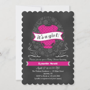 Invitation Baby shower de tableau noir rose chaud