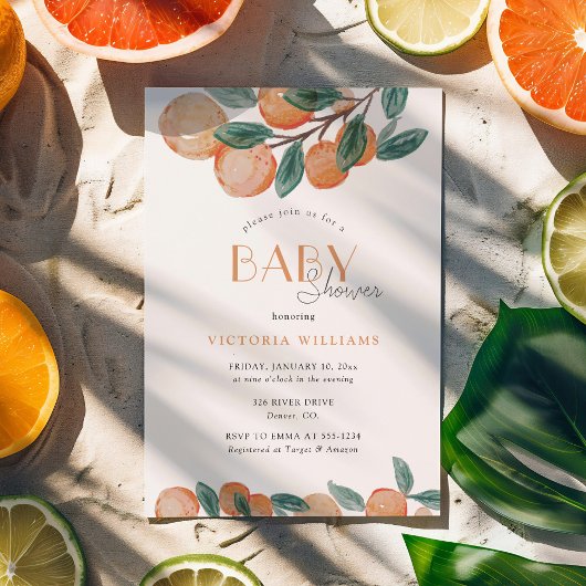 Invitation Baby shower de Tangerines d'Oranges d'agrumes