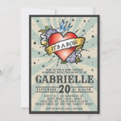 Invitation Baby shower de tatouage de roche et de  (Devant)