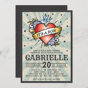Invitation Baby shower de tatouage de roche et de