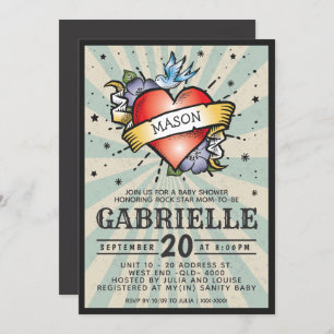 Invitation Baby shower de tatouage Rock et Roll Baby Name