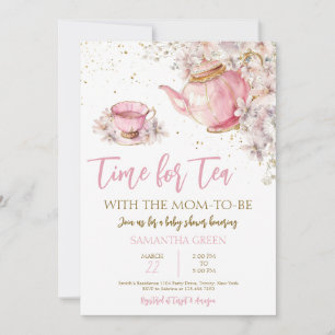 Invitation Baby shower de Tea Party fleur sauvage