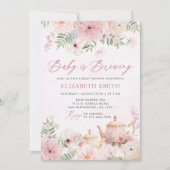 Invitation Baby shower de Tea Party Pink Floral Baby (Devant)