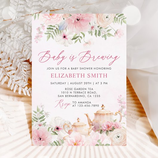 Invitation Baby shower de Tea Party Pink Floral Baby