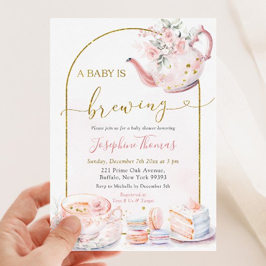 Invitation Baby shower de Tea Party Pink Floral Baby