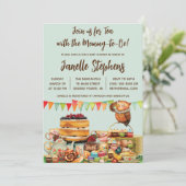 Invitation Baby shower de Tea Party pour animaux de bois (Debout devant)