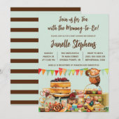 Invitation Baby shower de Tea Party pour animaux de bois (Devant / Derrière)