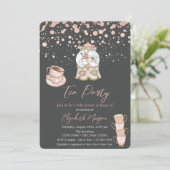 Invitation Baby shower de Tea Party rose Gold Dots (Debout devant)