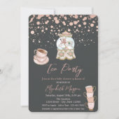 Invitation Baby shower de Tea Party rose Gold Dots (Devant)