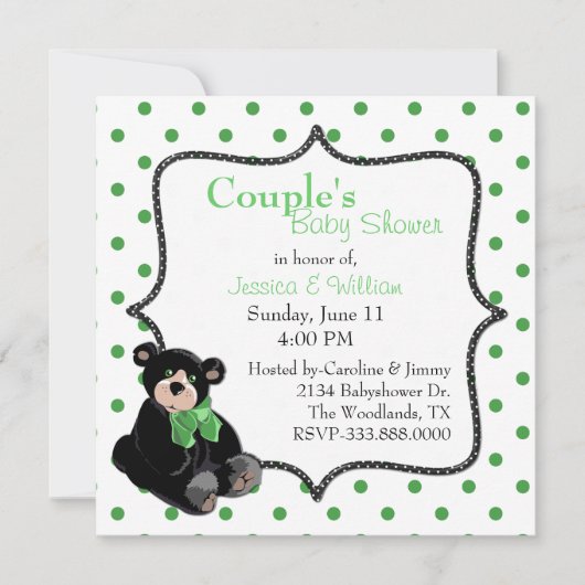 Invitation Baby shower de Teddy Bear Couple (Devant)