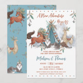 Invitation Baby shower de Teepee Boy Animaux des forêts triba (Devant / Derrière)