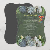 Invitation Baby shower de teintes succulentes de blues pâles (Devant / Derrière)