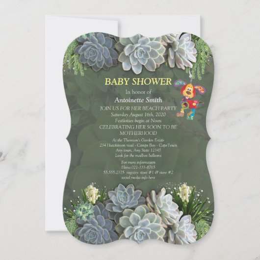 Invitation Baby shower de teintes succulentes de blues pâles (Devant)