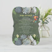 Invitation Baby shower de teintes succulentes de blues pâles (Debout devant)