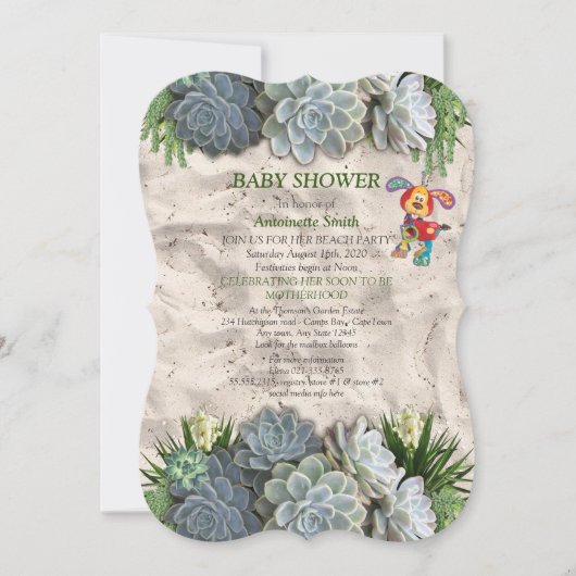 Invitation Baby shower de teintes succulentes de blues pâles (Devant)