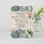 Invitation Baby shower de teintes succulentes de blues pâles (Debout devant)
