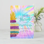 Invitation Baby shower de teinture à ananas à Parties scintil (Debout devant)