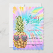 Invitation Baby shower de teinture cool à ananas (Devant)