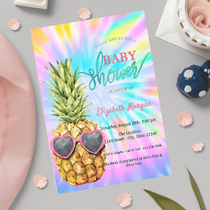 Invitation Baby shower de teinture cool à ananas