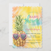 Invitation Baby shower de teinture tropicale à l'ananas cool (Devant)