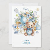 Invitation Baby shower de tennis pour bébé garçon bleu thème (Devant)