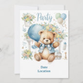 Invitation Baby shower de tennis pour bébé garçon bleu thème (Devant)