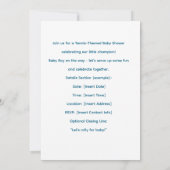 Invitation Baby shower de tennis pour bébé garçon bleu thème (Dos)