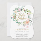 Invitation Baby shower de terrain boisé Rose / Saupoudrer (Devant)