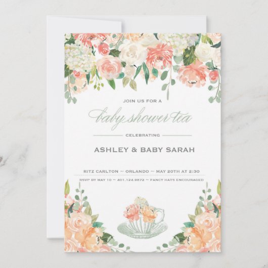 Invitation Baby shower de thé (Devant)