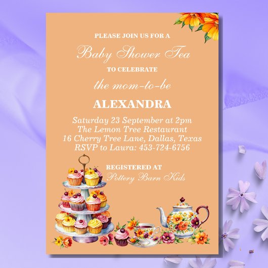 Invitation Baby shower de thé à bulles florales
