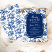 Invitation Baby shower de thé Blue Chinoiserie