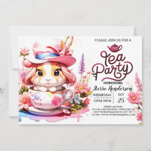 Invitation Baby shower de thé Bunny Fleur sauvage