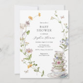 Invitation Baby shower de thé fleur sauvage (Devant)